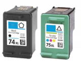 HP CB336WN / CB338WN (74XL/75XL) Black Tri-Color High Yield Ink Cartridge Combo Pack