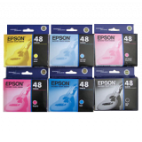 ~Brand New Original EPSON T048 INK / INKJET Cartridge Set Black Cyan Yellow Magenta Light Cyan Light Magenta