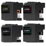 BROTHER LC20E Super High Yield INK / INKJET Set Black Cyan Magenta Yellow (XXL Series)
