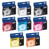 ~Brand New Original EPSON T159 INK / INKJET Cartridge High Yield Set Gloss Optimizer Ultra Chrome High Gloss Black Cyan Magenta Yellow Red Matte Black Orange