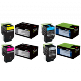 ~Brand New Original Lexmark CX410 / 510 Laser Toner Cartridge Set Black Cyan Magenta Yellow High Yield