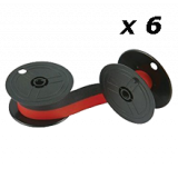 UNIVERSAL CALC. SPOOL BLK & RED Ribbons 6-PACK Black / Red