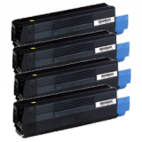 OKIDATA C5100 / C5200 Laser Toner Cartridge Set Black Cyan Yellow Magenta High Yield