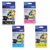 ~Brand New Original BROTHER LC75 High Yield INK / INKJET Cartridge SET Black Cyan Magenta Yellow