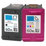 HP CC641WN / CC644WN HP 60XL Black Tri-Color High Yield Ink Cartridge Combo Pack