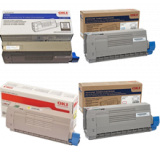 ~Brand New Original OKIDATA C712DN Laser Toner Cartridge Set Black Cyan Magenta Yellow
